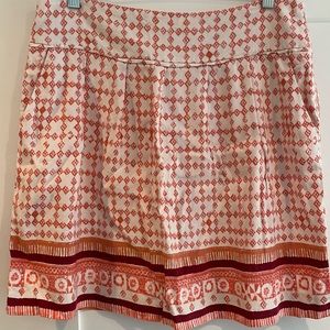 Loft cream/coral/magenta linen skirt with pockets.